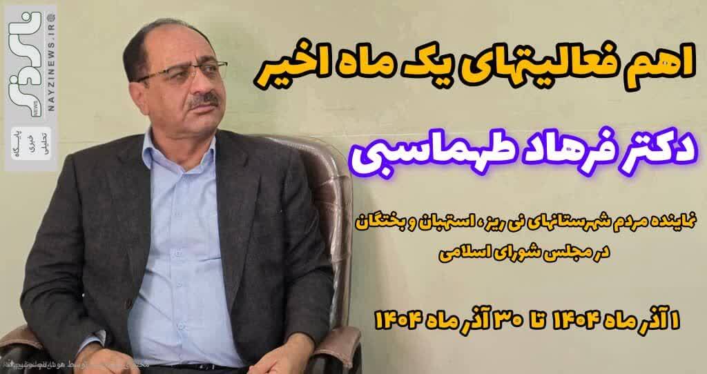 مروری بر مهم‌ترین فعالیت‌های دکتر فرهاد طهماسبی نماینده مردم در مجلس شورای اسلامی، در سطح سه شهرستان حوزه انتخابیه طی یک ماه گذشته