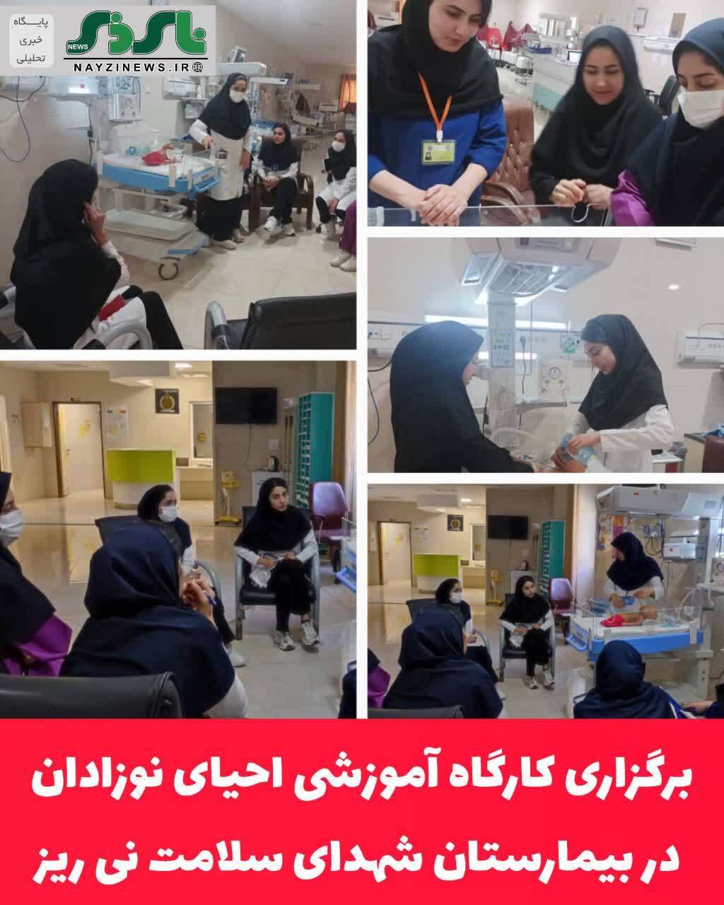 برگزاری کارگاه آموزشی احیای نوزادان در بیمارستان شهدای سلامت نی‌ریز 