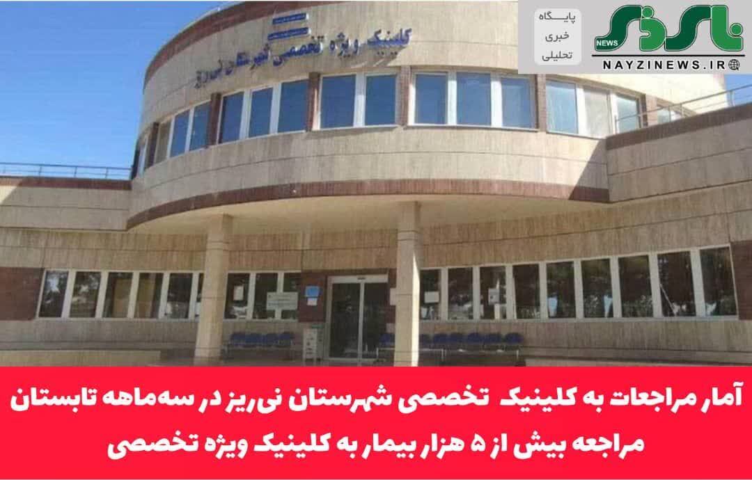 آمار مراجعات به کلینیک ویژه تخصصی شهرستان نیریز در سهماهه تابستان/مراجعه بیش از ۵ هزار بیمار به کلینیک ویژه تخصصی آمار مراجعات به کلینیک ویژه تخصصی شهرستان نیریز در سهماهه تابستان/مراجعه بیش از ۵ هزار بیمار به کلینیک ویژه تخصصی