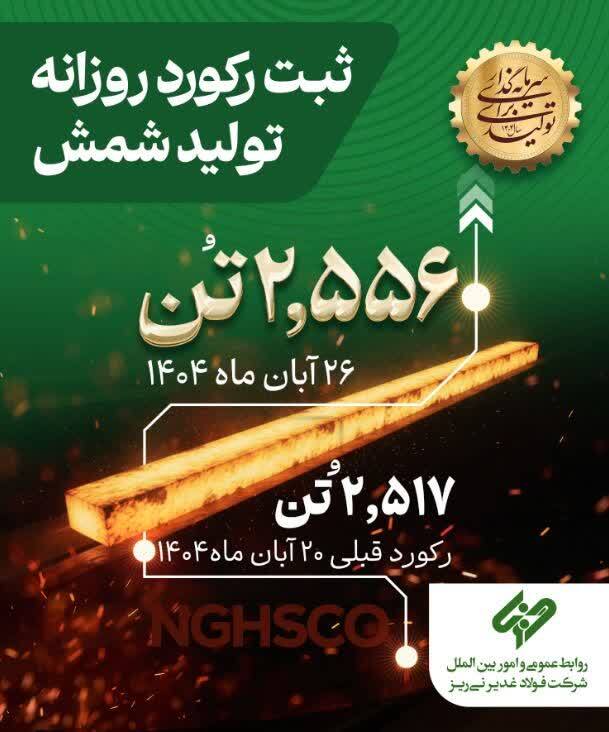 ثبت رکورد روزانه تولید شمش فولاد