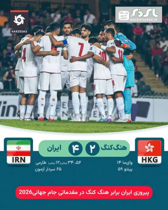 پیروزی پرگل ایران برابر هنگ کنگ در مقدماتی جام جهانی2026