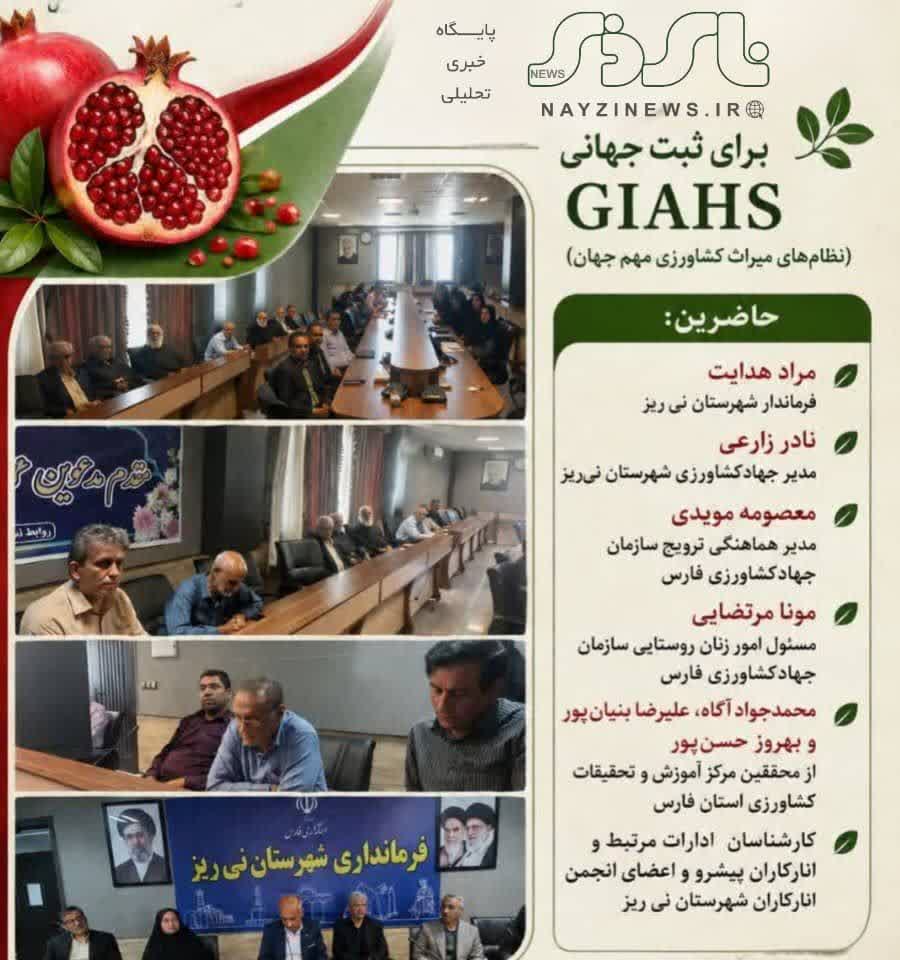 برگزاری جلسه بازبینی پرونده انار نیریز برای ثبت جهانی در نظام GIAHS برگزاری جلسه بازبینی پرونده انار نیریز برای ثبت جهانی در نظام GIAHS